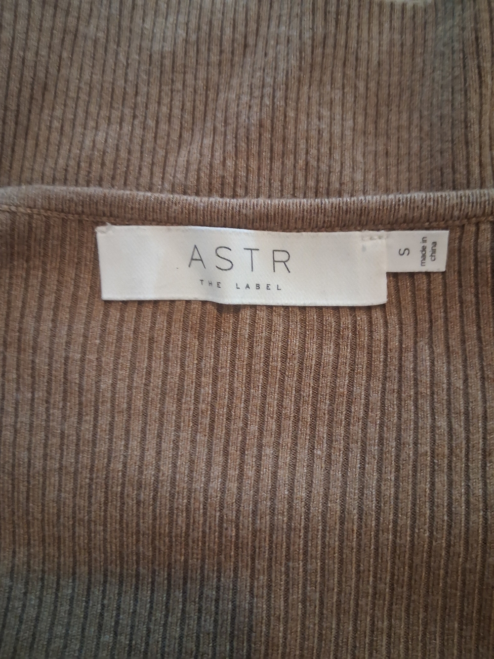 Astr Ribbed Faux Wrap Long Sleeve V Neck Sweater Top In Brown - Picture 5 of 6